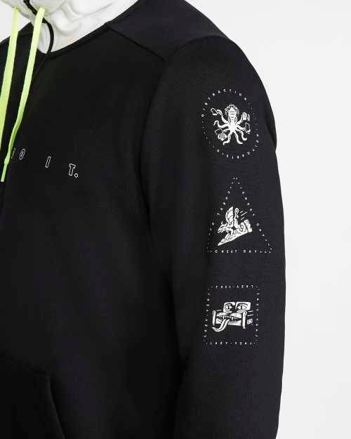 Nike Dri-FIT Men's Full Zip Training Hoodie Black/White CK4591 010 Size Medium