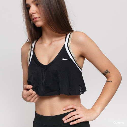 NIKE Women Sports Wear Jersey Glam Bra black/ White/ Gold BV4897 010 Size Medium