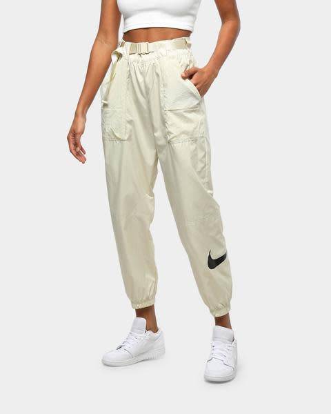 Nike Women's Sportswear Woven Swoosh Pants Fossil/ Black CJ3776 238 Size Medium