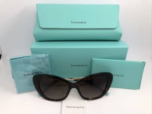 Tiffany & Co Original Women's Cat's Eye Sunglasses Dark Havana/ Brown Gradient TF4158 8015/ 3B
