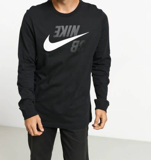 Nike Men's SB Backwards Black Long Sleeve T-Shirt CI7572 010 Size Medium