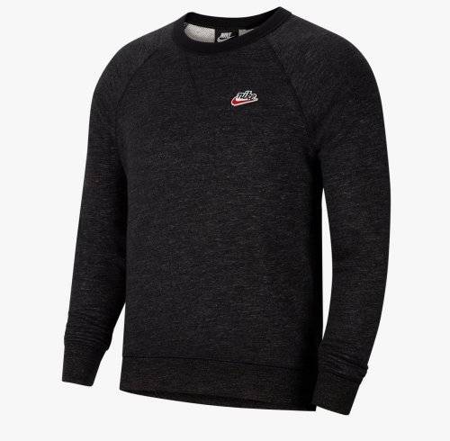 NIKE Men's Heritage Crew Warm  (STD FIT)Sweatshirt Black/Grey CN9681 011 Size Medium