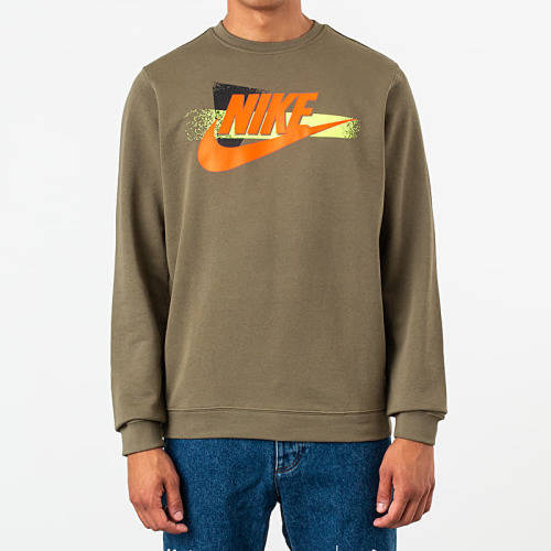 NIKE Men's Sportswear Festival Crew Sweatshirt Olive Green CW3206 222 Size Small