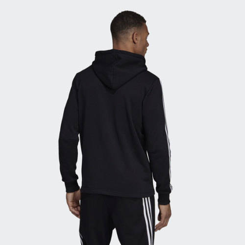 adidas Men's MUST HAVES 3-STRIPES FRENCH TERRY HOODIE Black DT9896 Size Large