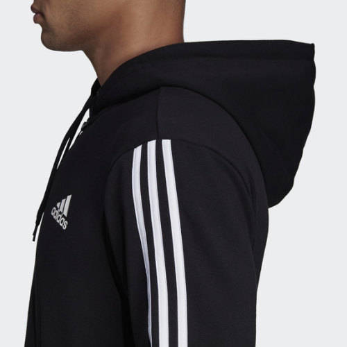 adidas Men's MUST HAVES 3-STRIPES FRENCH TERRY HOODIE Black DT9896 Size Large