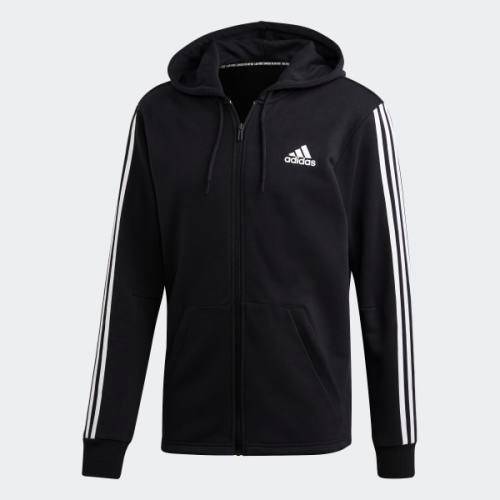 adidas Men's MUST HAVES 3-STRIPES FRENCH TERRY HOODIE Black DT9896 Size Large