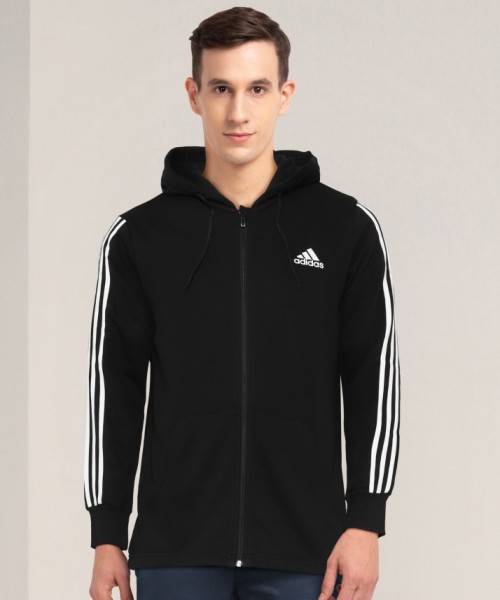 adidas Men's MUST HAVES 3-STRIPES FRENCH TERRY HOODIE Black DT9896 Size Large