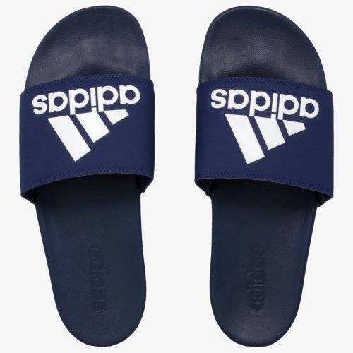 adidas UNISEX ADILETTE CLOUDFOAM PLUS LOGO SLIDES Dark Blue/ White B44870 Size UK 10 (SA 10)