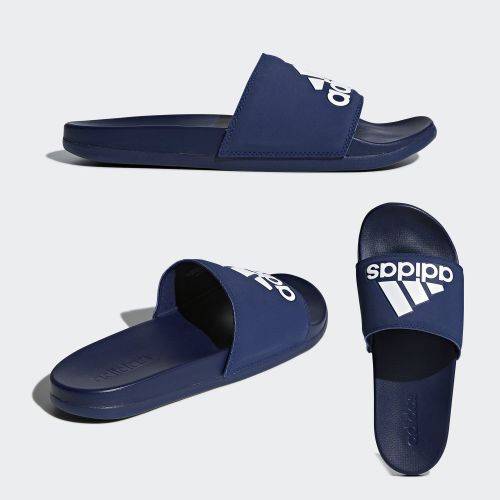 adidas UNISEX ADILETTE CLOUDFOAM PLUS LOGO SLIDES Dark Blue/ White B44870 Size UK 10 (SA 10)