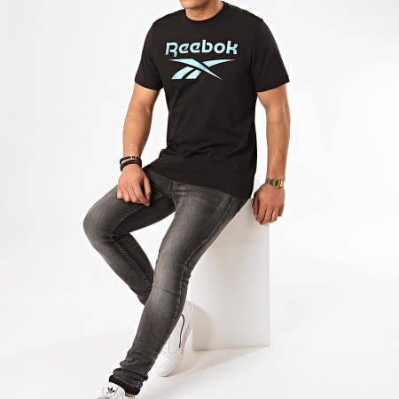 Reebok Men's Graphic Series Reebok Stacked Tee Black/ Silver FS6106 Size Medium