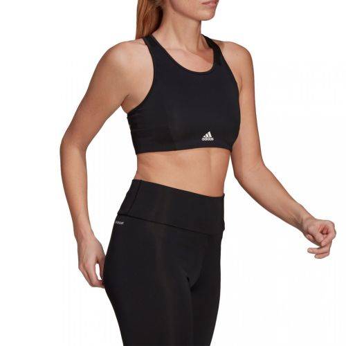 adidas Women's AEROREADY DESIGNED 2 MOVE 3-STRIPES SPORTS BRA TOP Black GL3806 Size Medium