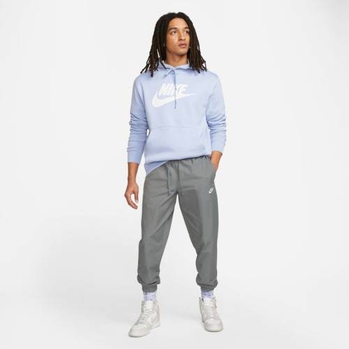 Nike Men`s Sportswear Club Fleece Graphic Pullover Hoodie Light Marine/ White BV2973 548 Size Medium