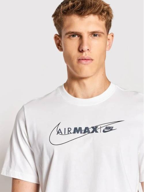 NIKE Men`s Air Max Tee Short Sleeve Shirt White DJ5070 100 Size Medium