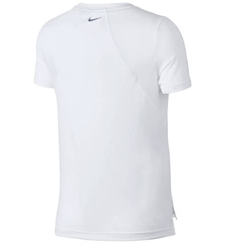 NIKE Women`s Short Sleeve DRI-FIT Miler Crew Running Top White AT4196 100 Size Medium