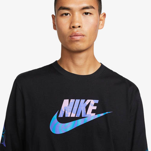 NIKE Men`s Sportswear Long Sleeve Graphic Festival Tee Shirt Black DQ1071 010 Size Extra Large