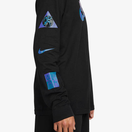 NIKE Men`s Sportswear Long Sleeve Graphic Festival Tee Shirt Black DQ1071 010 Size Extra Large