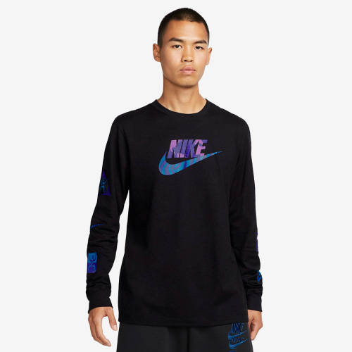 NIKE Men`s Sportswear Long Sleeve Graphic Festival Tee Shirt Black DQ1071 010 Size Extra Large