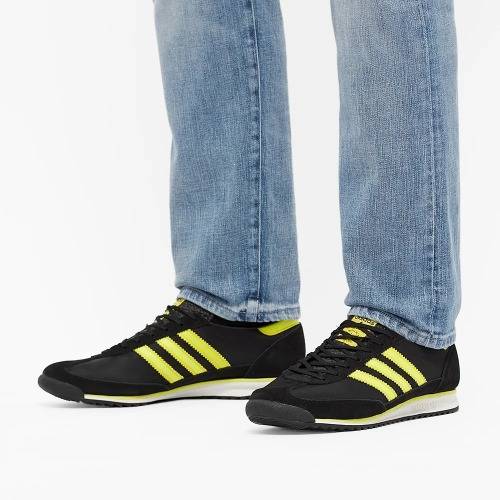 adidas Men`s SL 72 Core Black / Acid Yellow / Off White FX6672 Size UK 10 (SA 10)