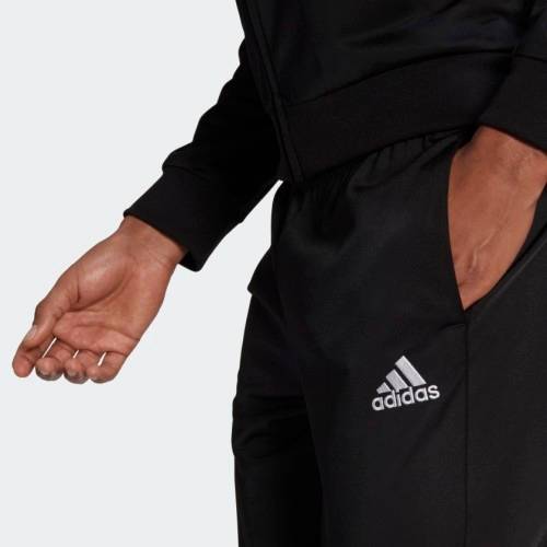 adidas Men`s PRIMEGREEN ESSENTIALS SMALL LOGO 2 PC TRACK SUIT Black/White GK9656 Size Large