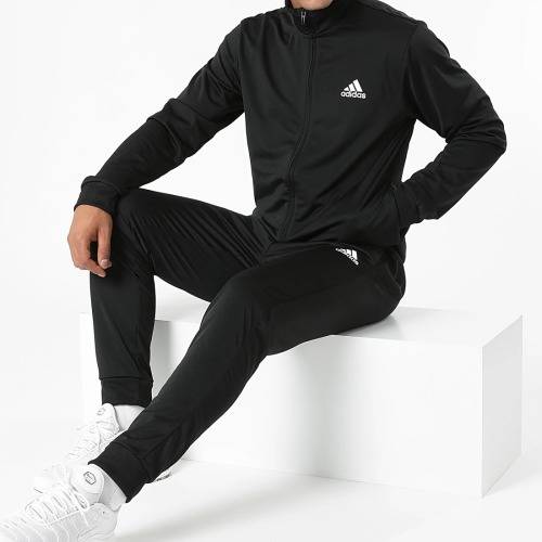 adidas Men`s PRIMEGREEN ESSENTIALS SMALL LOGO 2 PC TRACK SUIT Black/White GK9656 Size Large