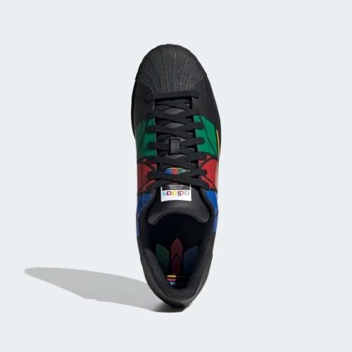 adidas Women`s SUPERSTAR PURE Core Black / Red / Blue FU9518 Size UK 5 (SA 5)