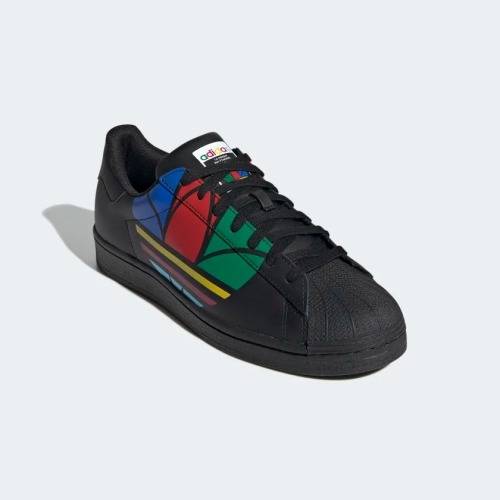 adidas Women`s SUPERSTAR PURE Core Black / Red / Blue FU9518 Size UK 5 (SA 5)