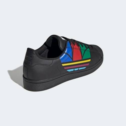 adidas Women`s SUPERSTAR PURE Core Black / Red / Blue FU9518 Size UK 5 (SA 5)
