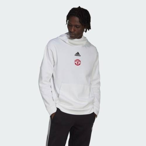 adidas Men`s Manchester United Travel Hoodie WHITE HE6643 Size Medium