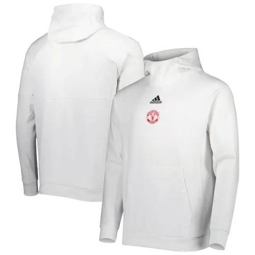 adidas Men`s Manchester United Travel Hoodie WHITE HE6643 Size Medium