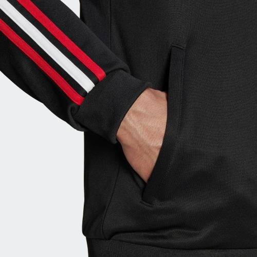 adidas Men`s MANCHESTER UNITED 3-STRIPES TRACK TOP BLACK HE6671 Size Medium