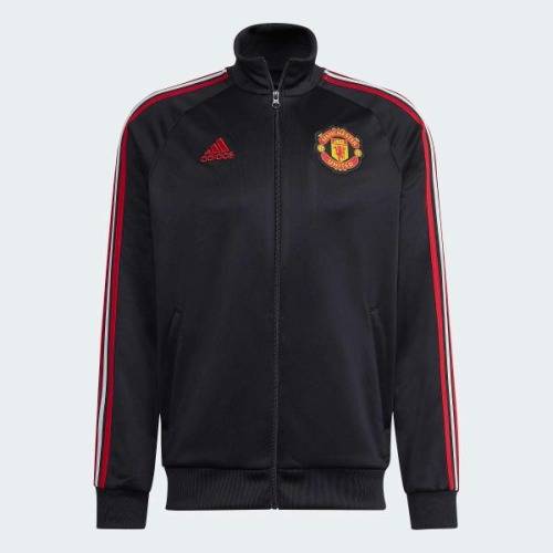 adidas Men`s MANCHESTER UNITED 3-STRIPES TRACK TOP BLACK HE6671 Size Medium