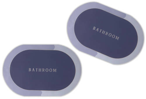 Ultra Water Absorbent Non-Slip Oval Bath Mat - Set of 2