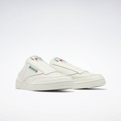 Reebok Men`s Club C Laceless Mule Shoes H01587 Chalk / Gen Green Size UK 9 (SA 9)