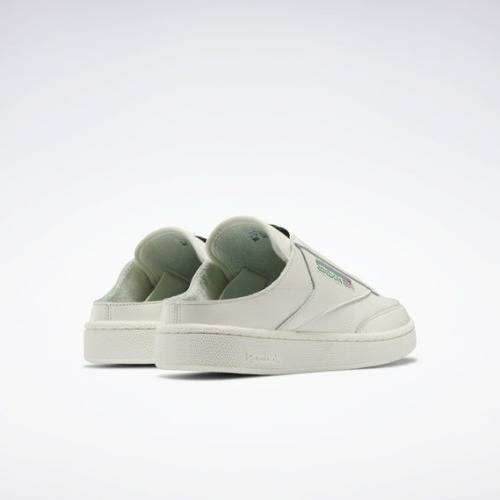 Reebok Men`s Club C Laceless Mule Shoes H01587 Chalk / Gen Green Size UK 9 (SA 9)