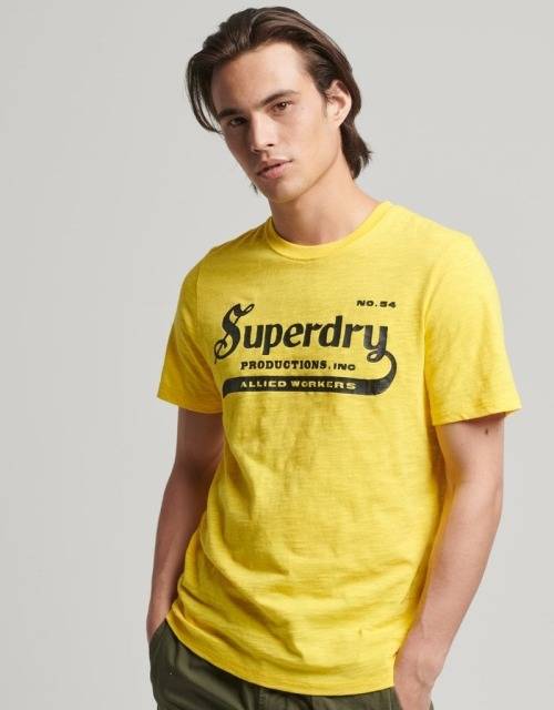 Superdry Men`s Vintage Merch Store Tee M1011329A Marine Yellow Size Large