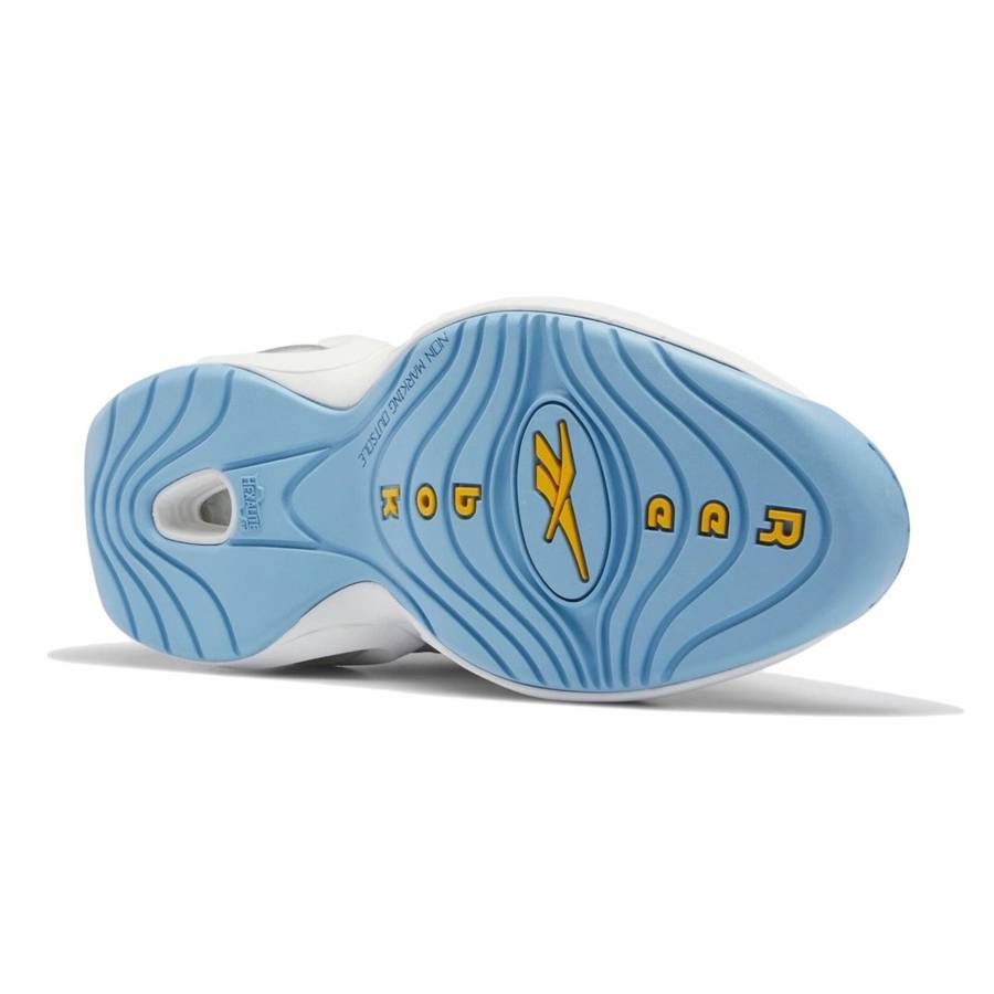 Reebok Men`s QUESTION MID `DENVER NUGGETS` WHITE/ BLUE-TOXIC YELLOW GW8854 Size UK 7 (SA 7)