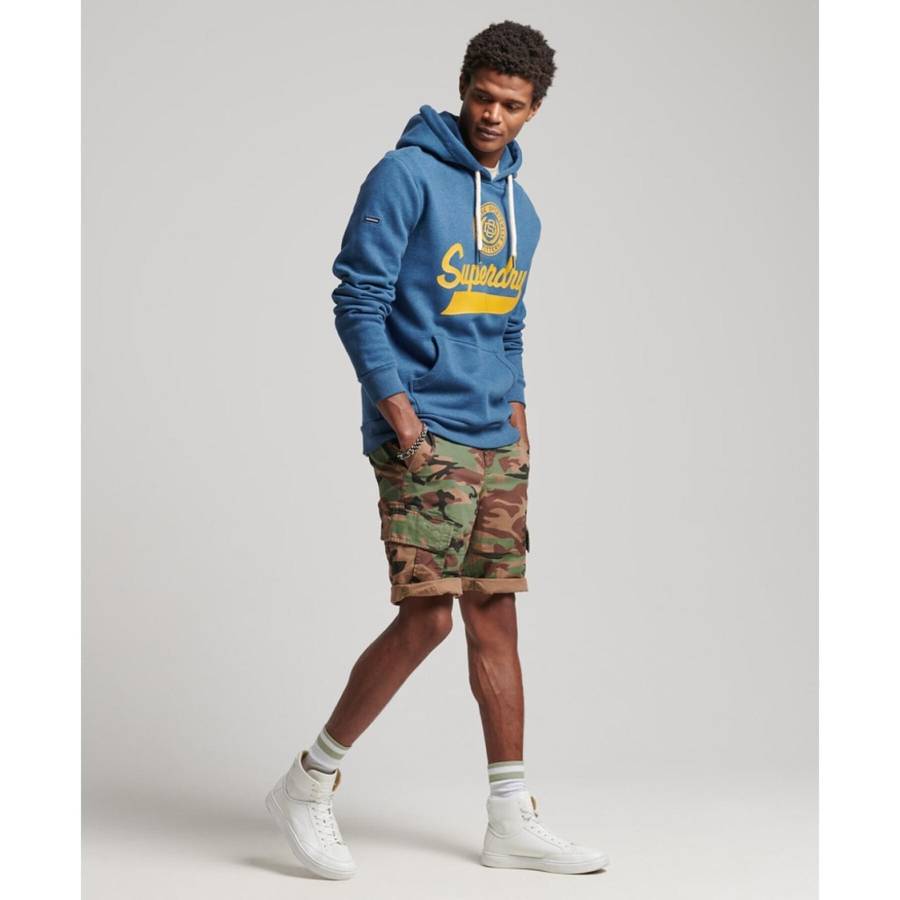 Superdry Men`s SCRIPT STYLE COLLEGIATE HOODIE BLUE M2011386A Size Medium