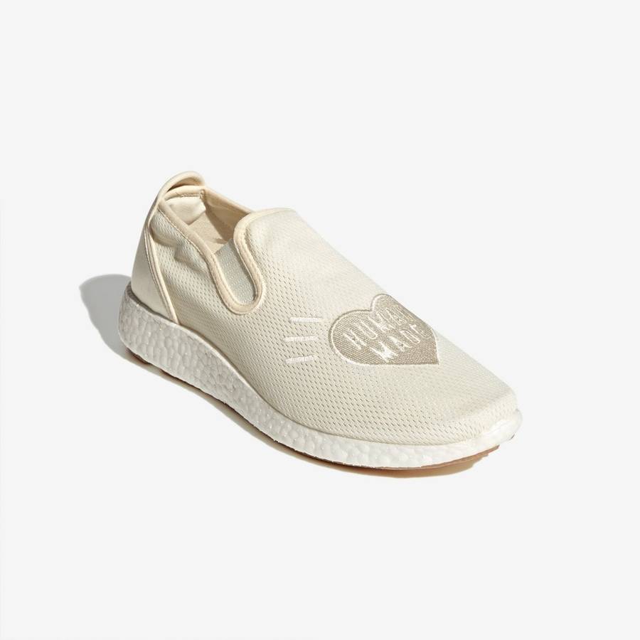 adidas Men`s PURE SLIP-ON HUMAN MADE CREAM WHITE GX5203 Size UK 11 (SA 11)