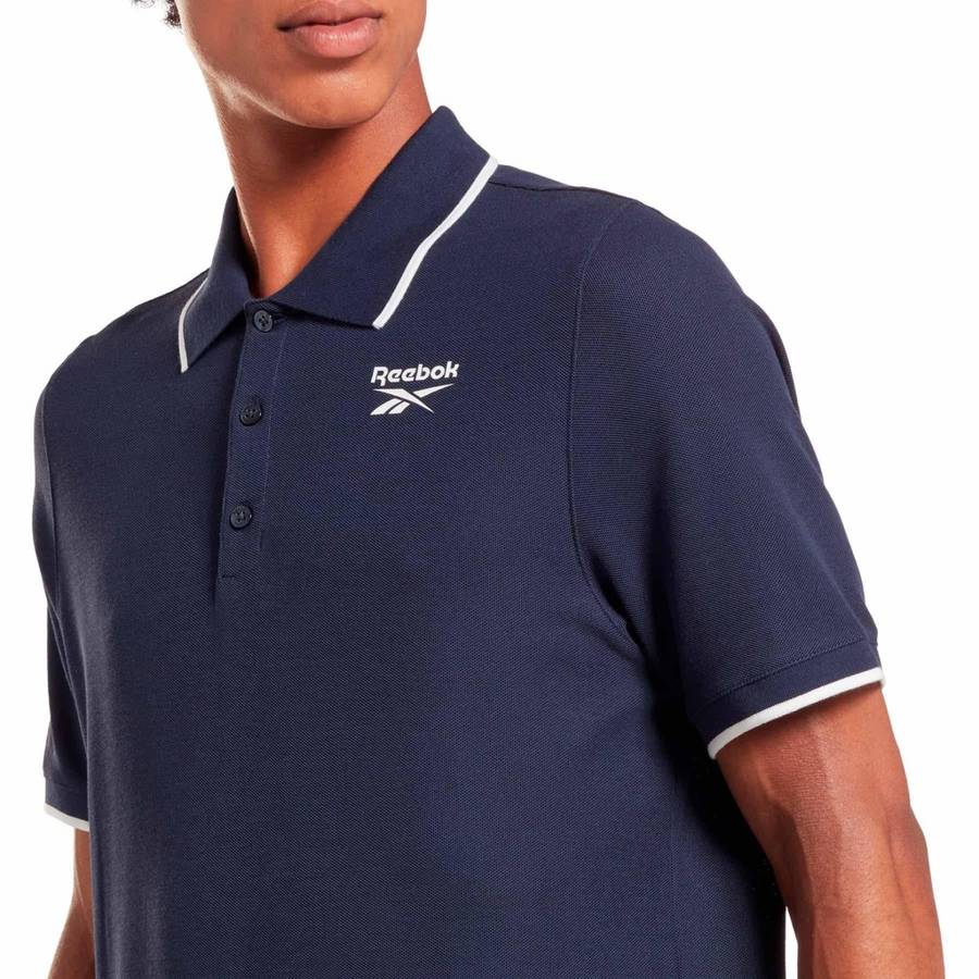 Reebok Men`s Identity Pique Polo Shirt Navy Blue H49685 Size XXL