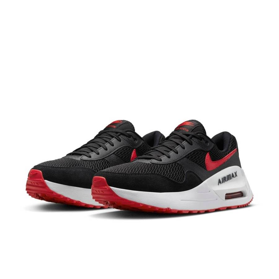 Nike Men`s AIR MAX SYSTM Black/ University Red- White DM9537 005 Size UK 10 (SA 10)
