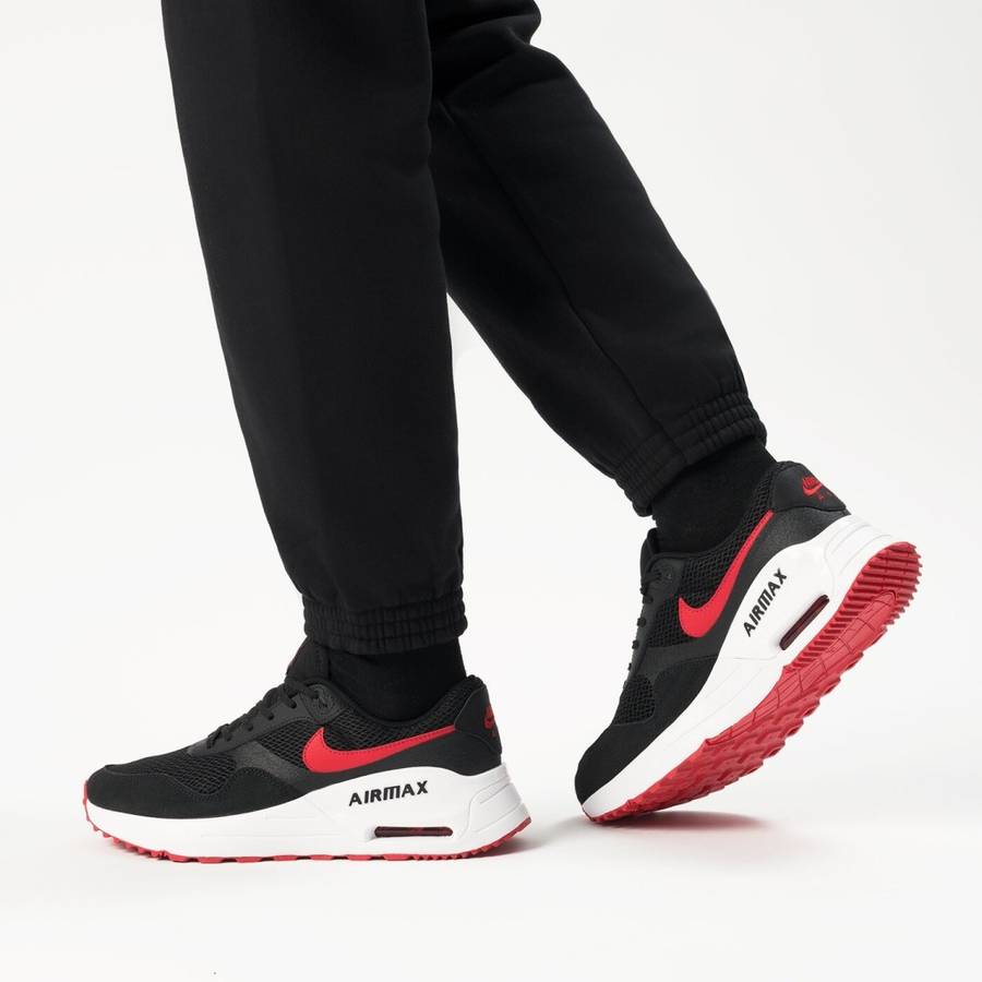 Nike Men`s AIR MAX SYSTM Black/ University Red- White DM9537 005 Size UK 10 (SA 10)