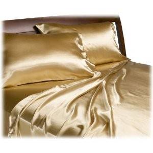 SEXY HOT GOLD SATIN SHEET QUEEN SIZE SET  BY SCENT-SATION.
