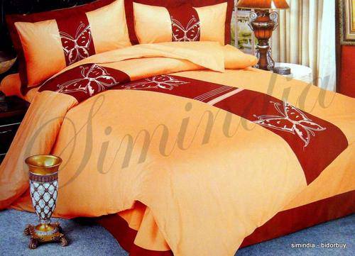 EMBROIDRED COTTON 6 PEICE QUEEN SIZE AND DUVET COVER SET