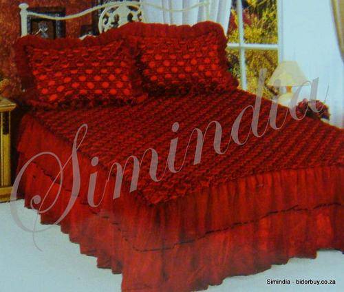 Perfect for winter " Queen SIZE SEXY Red SATIN Embossed Quilted 6piece set "