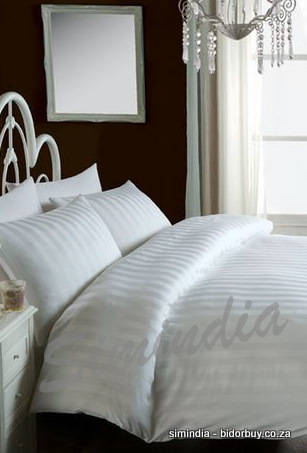 New Arrivals 6 piece Queen SIZE SEXY Striped White SATIN SHEET SET