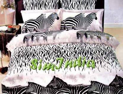 Simindia presents ''the Kalahari Zebra Print cotton Duvet Set (4 Piece queen Size)''