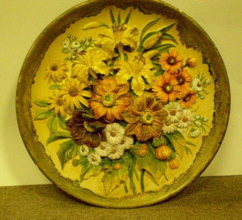 LARGE CHALKWARE 3 D WALL PLAQUE, BY BOSSONS