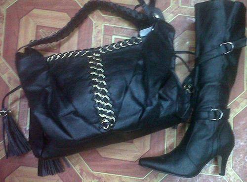 Ladies Black Boot Combo Jimmy Choo Bag