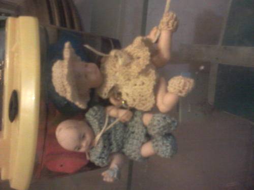 Vintage Miniature Porcelain  Bisque Strung Baby Dolls