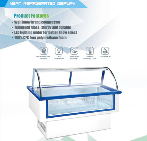 MEAT DISPLAY FRIDGE - CURVED GLASS - DELI BUTCHERY FRONT DISPLAY - DISPLAY FRIDGE FOR BUTCHER 1.5 M